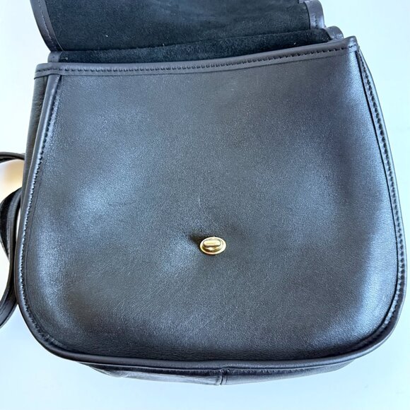 Vintage 90's Coach Crescent Berkeley Saddle Bag Black Leather Brass 9988 - Picture 4 of 12